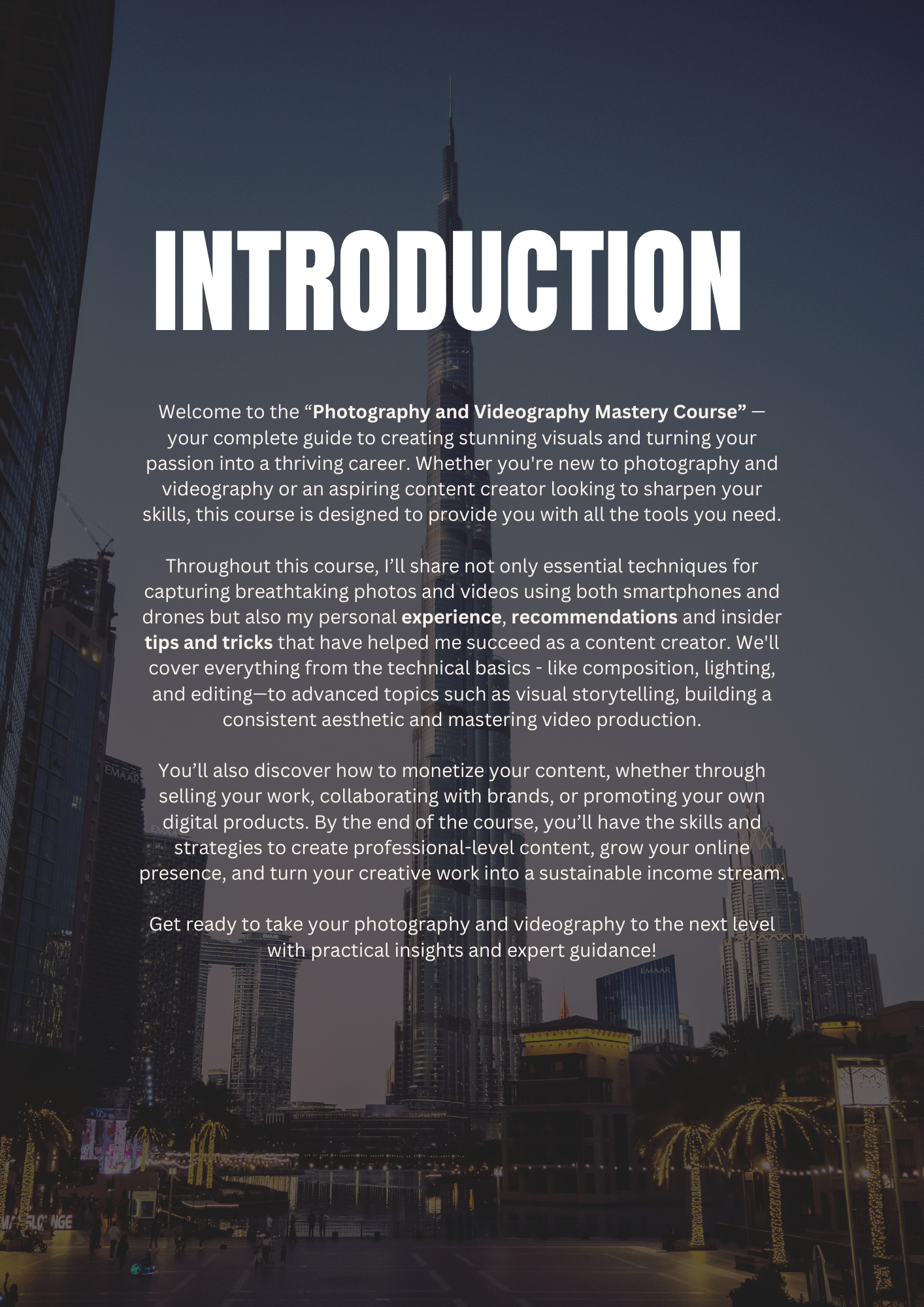 Photography and Videography Mastery Course Voyagelifepresets